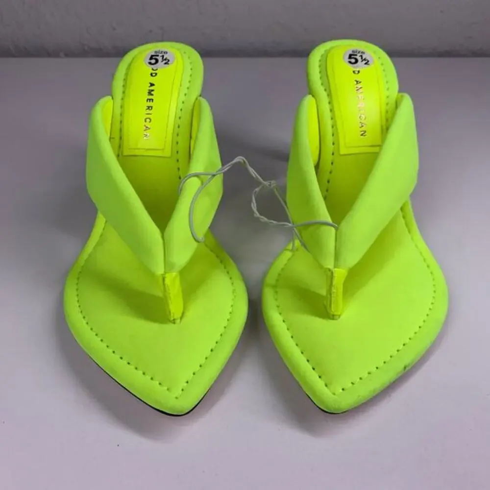 GOOD AMERICAN Lime Green Clear Wedge Sandals Size‎ 5.5